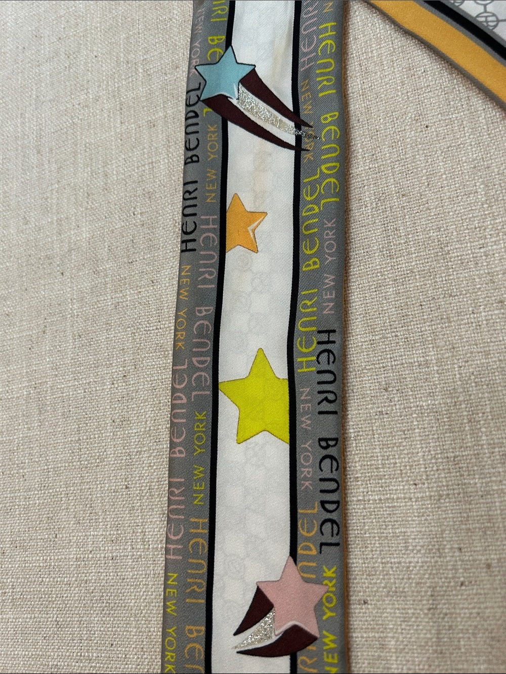Henri Bendel Silk Celestial Mini Scarf Whimsy Designer Shooting Stars and Moon - Picture 2 of 8